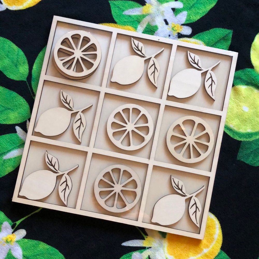 Wooden Citrus Tic-Tac-Toe Board